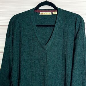Vintage Joey Rodolfo 1879 Merino Wool Sweater Green V-neck Men’s XL Excellent
